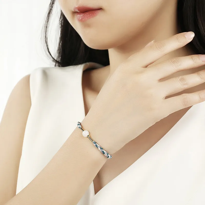 Phoenisess Bracelets Pale Greenish White Jade Unisex-5