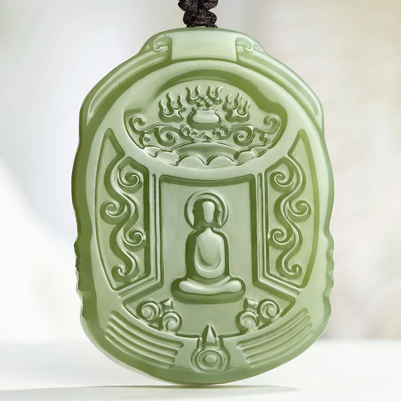 Phoenisess Hetian Jade Pale Greenish White Jade Men's-3