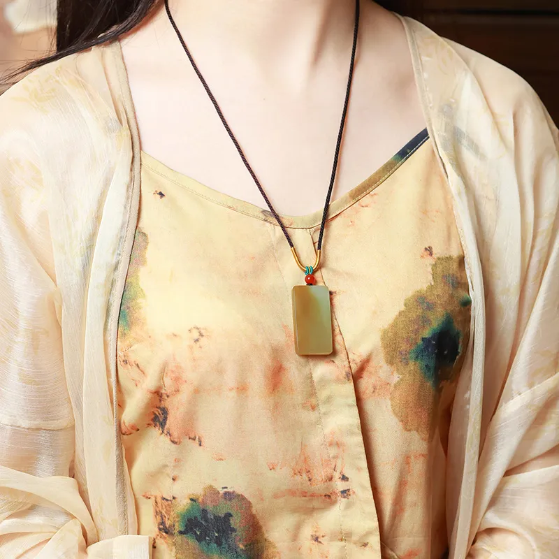 Phoenisess Hetian Jade Pendants Pale Greenish White Jade Unisex-5