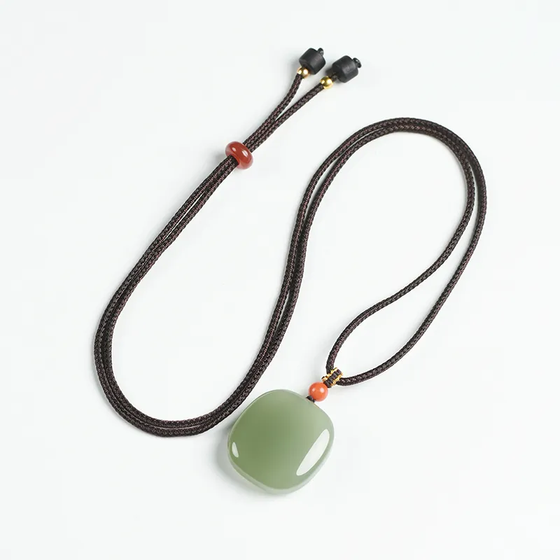 Phoenisess Necklaces Pale Greenish White Jade Unisex-6