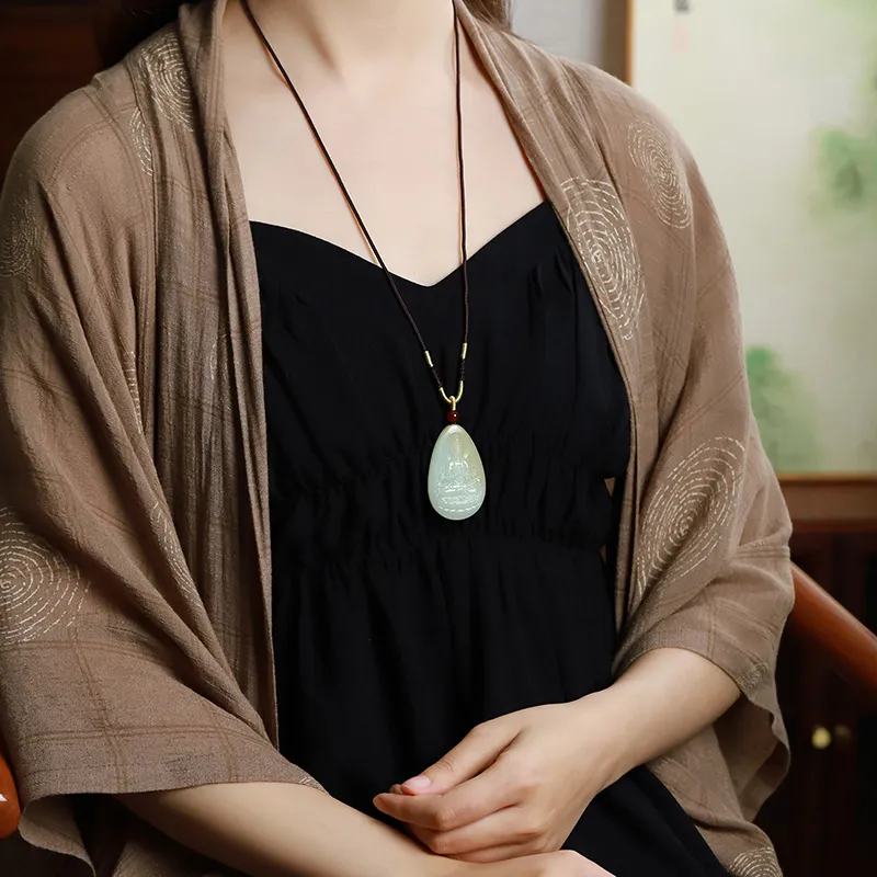 Phoenisess Pendants Pale Greenish White Jade Unisex-3