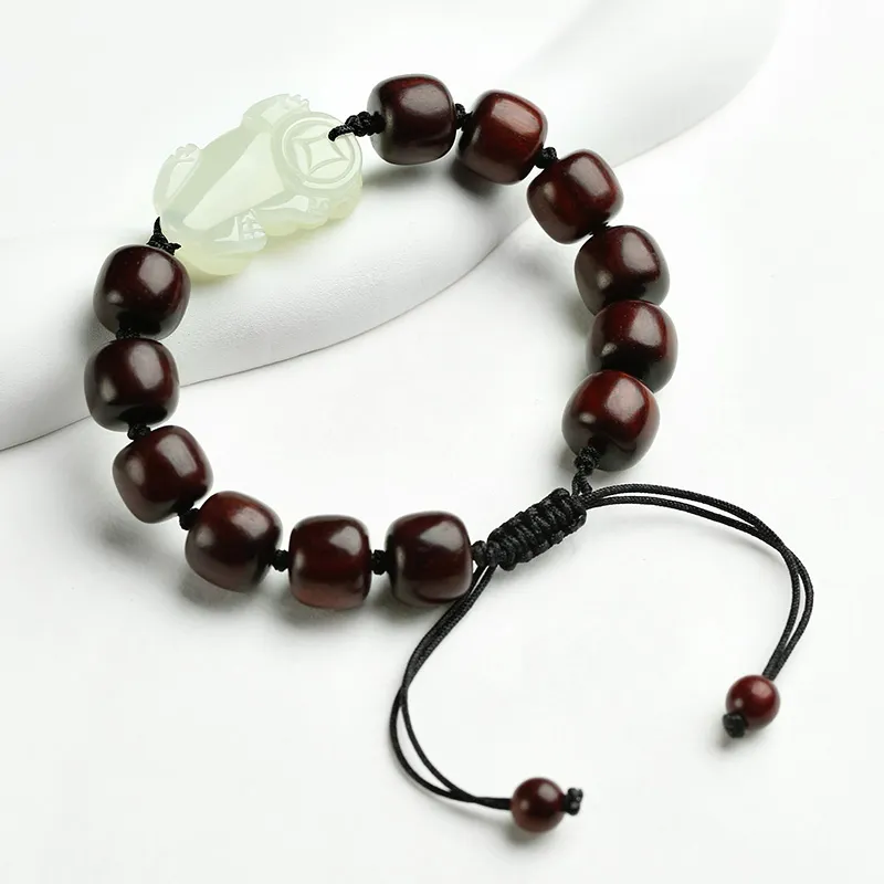 Phoenisess Woven Rope Bracelet White Jade/Pale Greenish White Jade Unisex-4