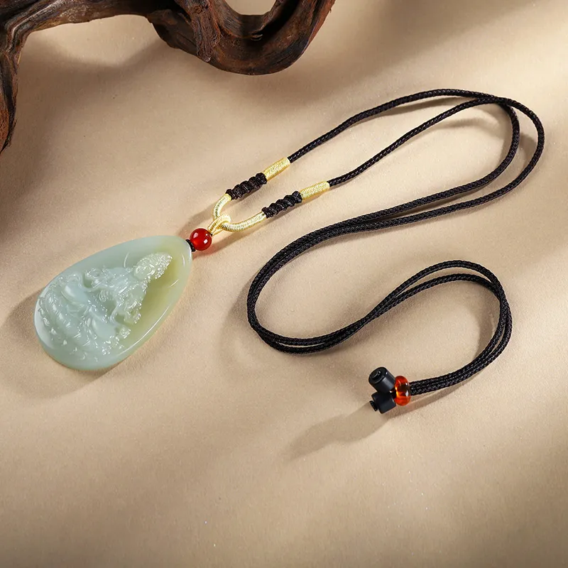 Phoenisess Pendants Pale Greenish White Jade Unisex-2