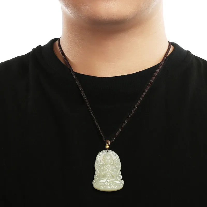 Phoenisess Hetian Jade Pale Greenish White Jade Men's-5