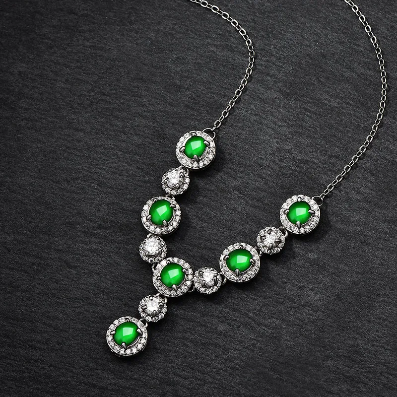 Phoenisess Ice Glutinous Jadeite Necklaces Women's-3