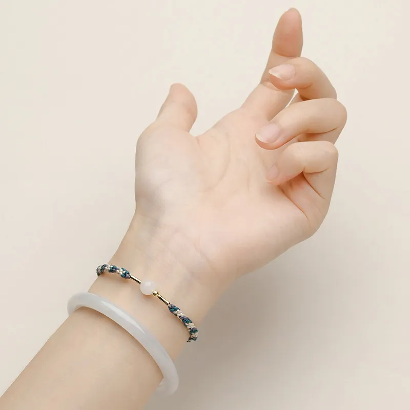 Phoenisess Bracelets Pale Greenish White Jade Unisex-4