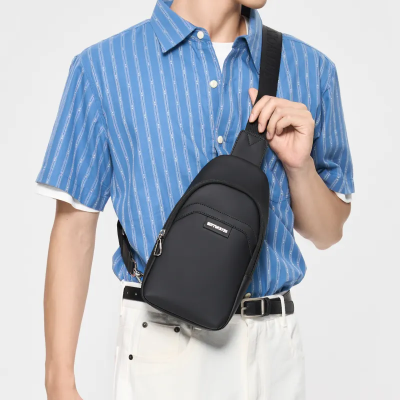 SEPTWOLVES Synthetic Leather Versatile Commute University Student Essential Good Looking Shoulder Bag QPL Men's Black-5
