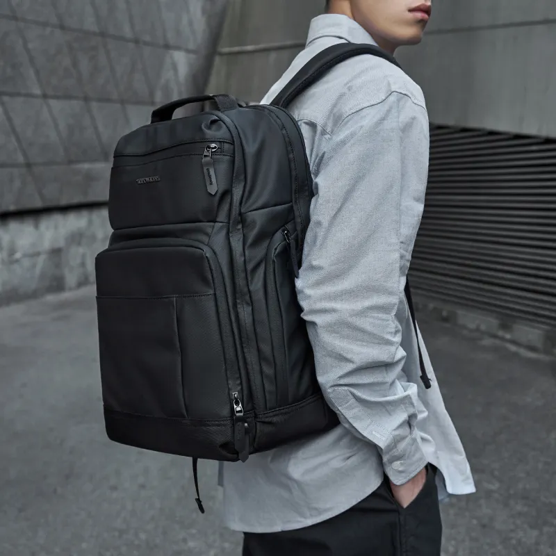 SEPTWOLVES PVC Students Backpack Laptop Backpack Travel Bag QPL Unisex Black-13