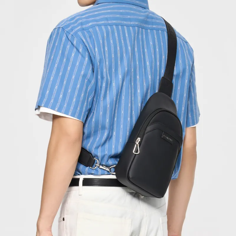SEPTWOLVES Synthetic Leather Versatile Commute University Student Essential Good Looking Shoulder Bag QPL Men's Black-6