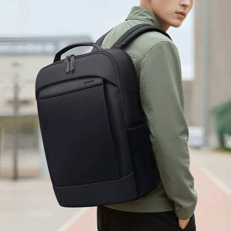 SEPTWOLVES Fabric Abrasion-Resistant Water-Repellent Backpack QPL Regular Unisex Black-5