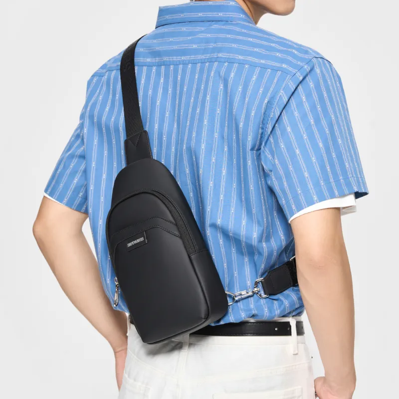SEPTWOLVES Synthetic Leather Versatile Commute University Student Essential Good Looking Shoulder Bag QPL Men's Black-4