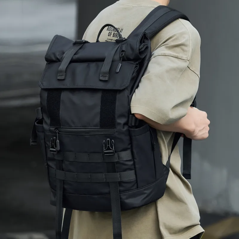 SEPTWOLVES Fabric Urban Techwear Hiking Sports Wear Resistant Water Repellent Backpack QPL Regular Unisex Black-6