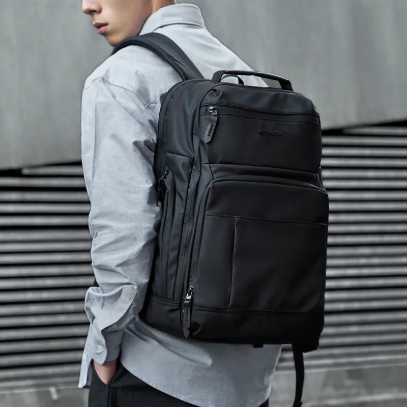 SEPTWOLVES PVC Students Backpack Laptop Backpack Travel Bag QPL Unisex Black-12