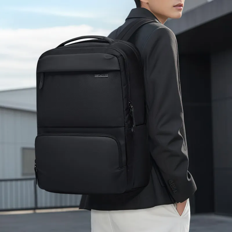 SEPTWOLVES Fabric Backpack Laptop Bag Backpack QPL Regular Unisex Black-5