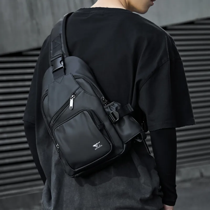 SEPTWOLVES Artificial Leather Commute Water Repellent Shoulder Bag, Crossbody Bag QPL Unisex Black-4