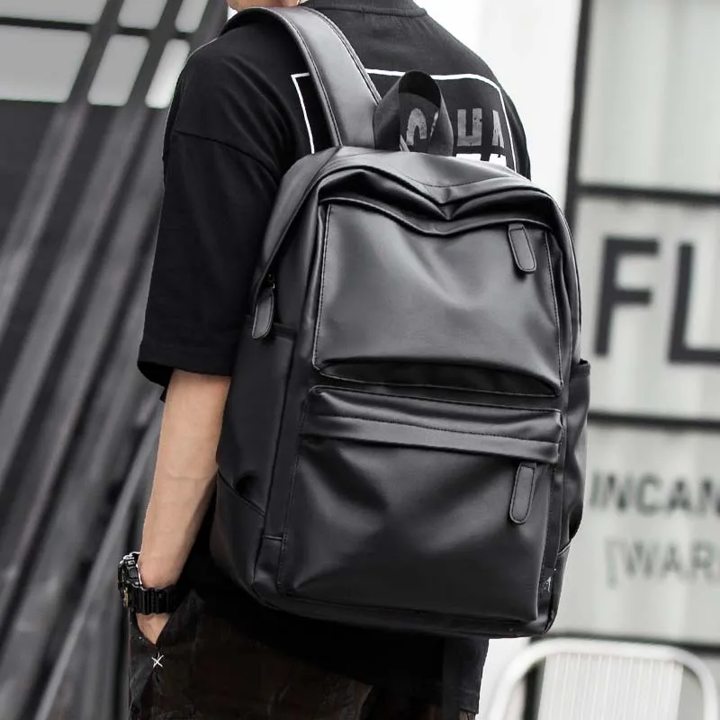 SEPTWOLVES Artificial Leather Backpack University Student Backpack Commute Travel Bag Women's QPL Men's Black-5