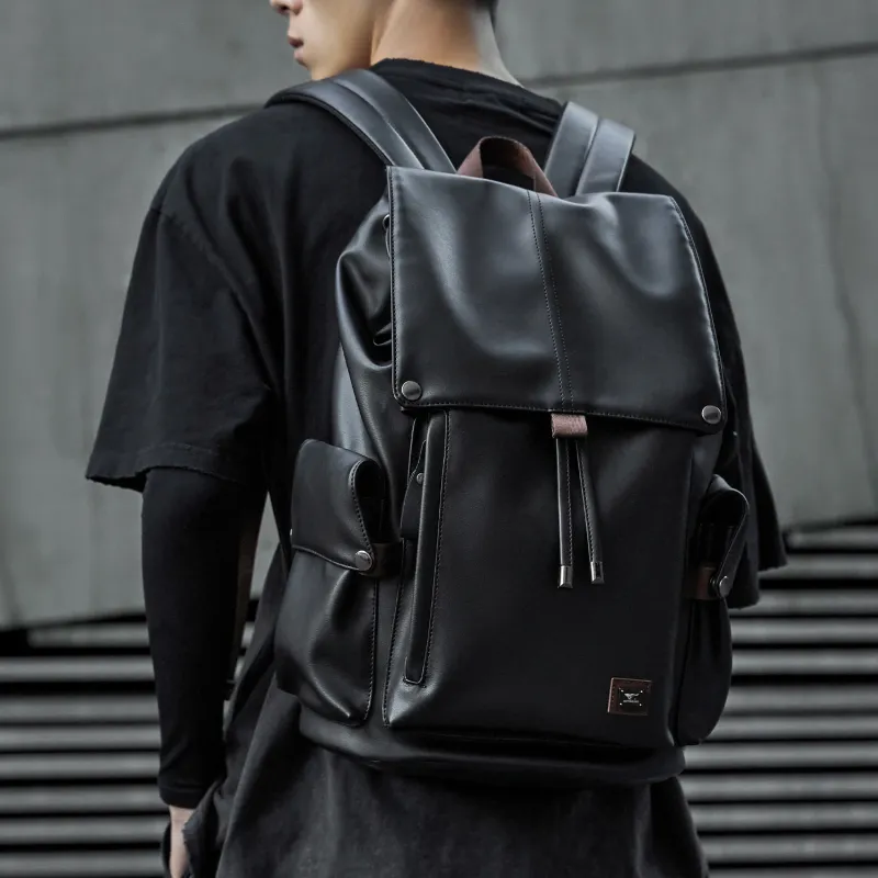 SEPTWOLVES PVC Polyvinyl Chloride Computer Backpack Business Large Capacity Backpack QPL Regular Unisex Black-6