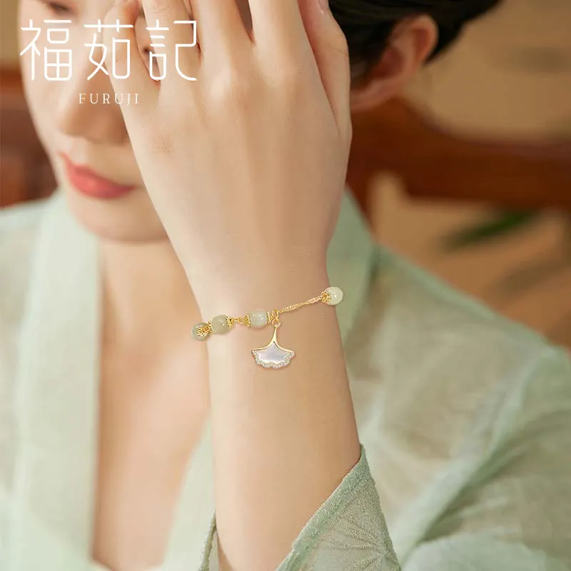 Fu Ru Ji Bracelets Pale Greenish White Jade Women's-5