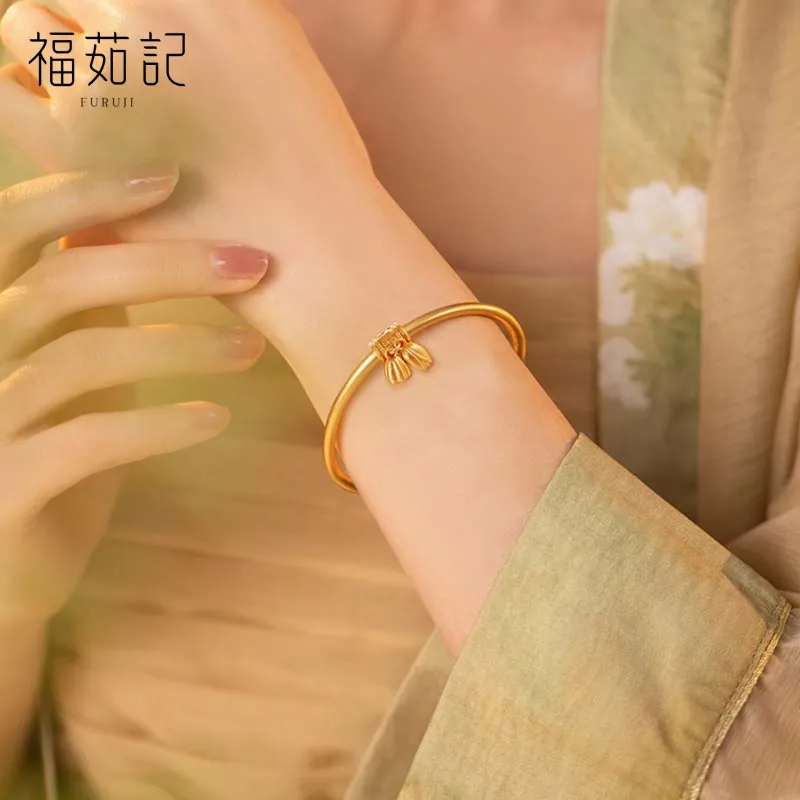 Fu Ru Ji S999 Fine Silver Bangles Women's-3