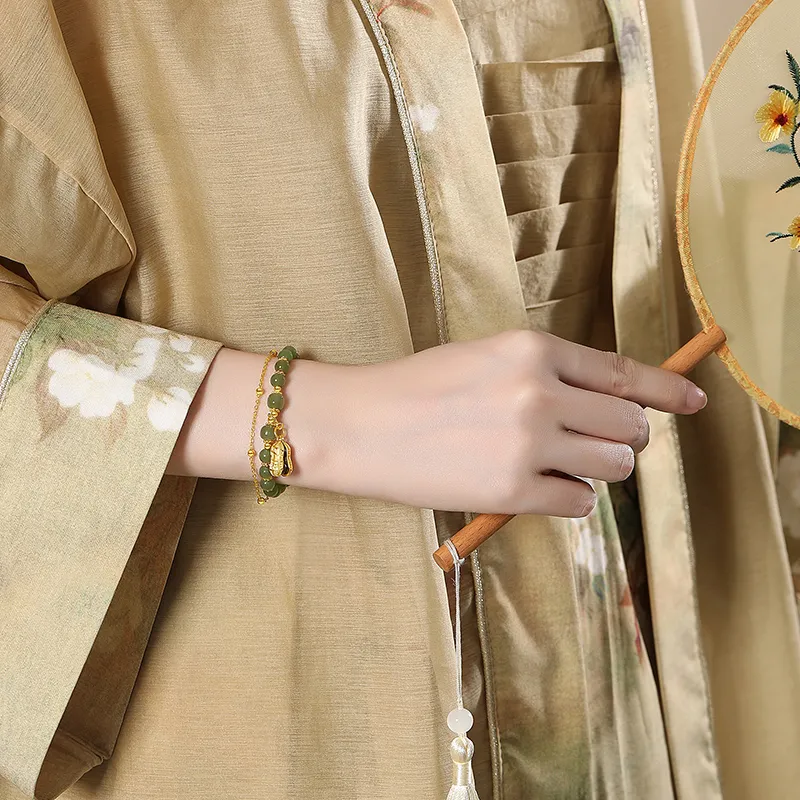 Fu Ru Ji Hetian Jade Bracelets Green Jade Women's-4