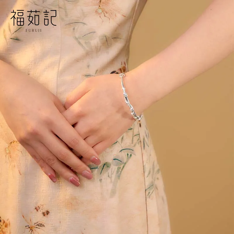 Fu Ru Ji S999 Fine Silver Bangles Women's-2