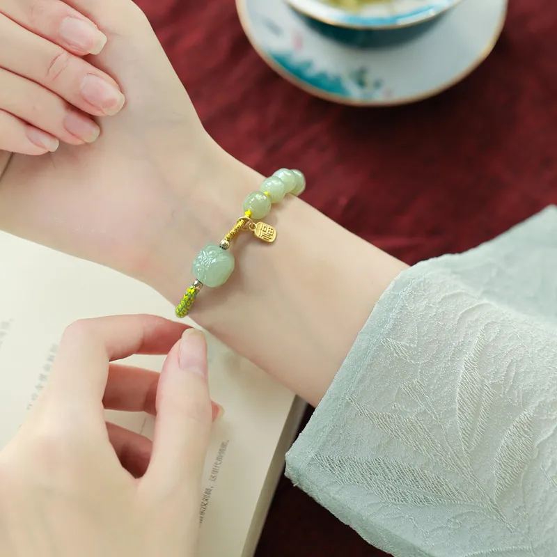 Fu Ru Ji Hetian Jade Bracelets White Jade/Pale Greenish White Jade Women's-5