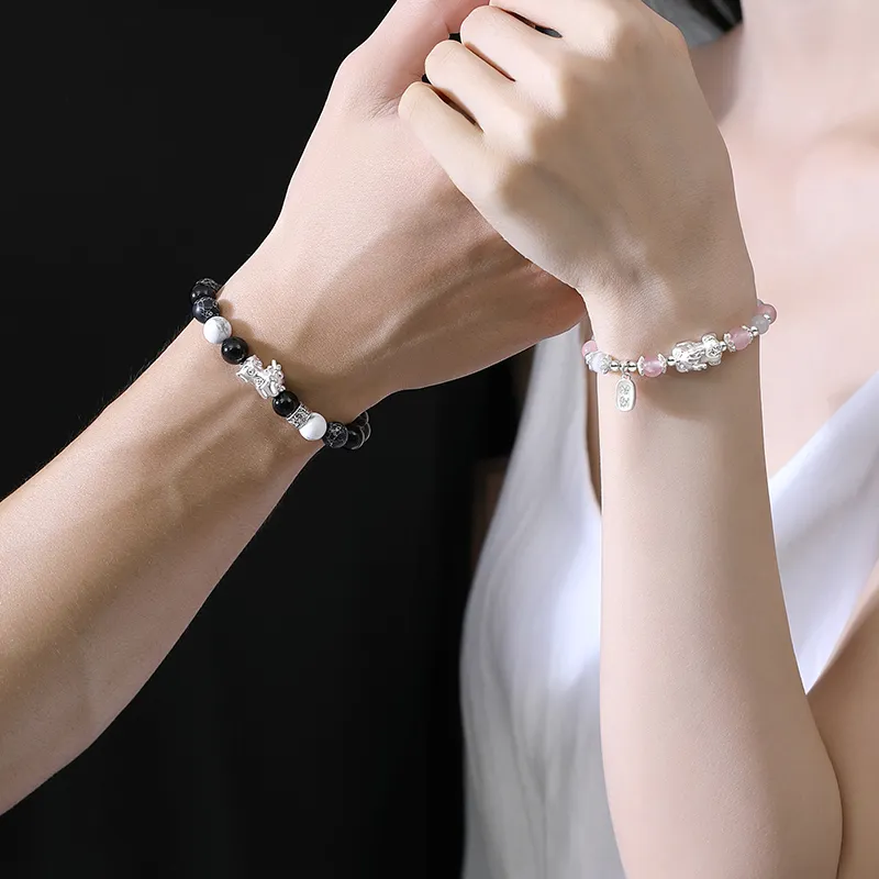 Fu Ru Ji Obsidian S999 Fine Silver Beaded Bracelet Unisex-3