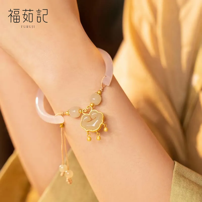 Fu Ru Ji Bangles Pale Greenish White Jade Women's-3