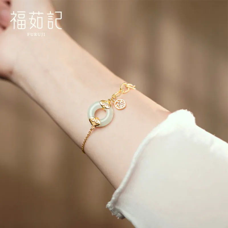 Fu Ru Ji Bracelets Pale Greenish White Jade Women's-2