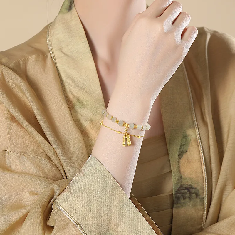 Fu Ru Ji Hetian Jade Bracelets Green Jade Women's-10