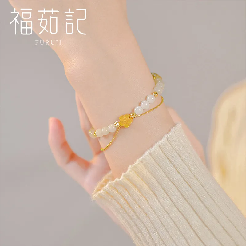 Fu Ru Ji Bracelets Pale Greenish White Jade Women's-4