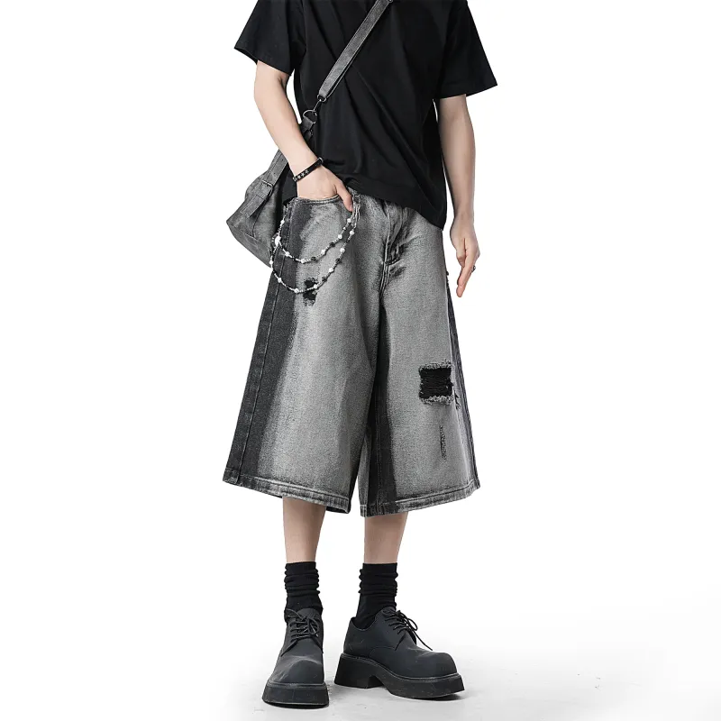 CEMOZI MC Denim Shorts Unisex Black Gray Color-6