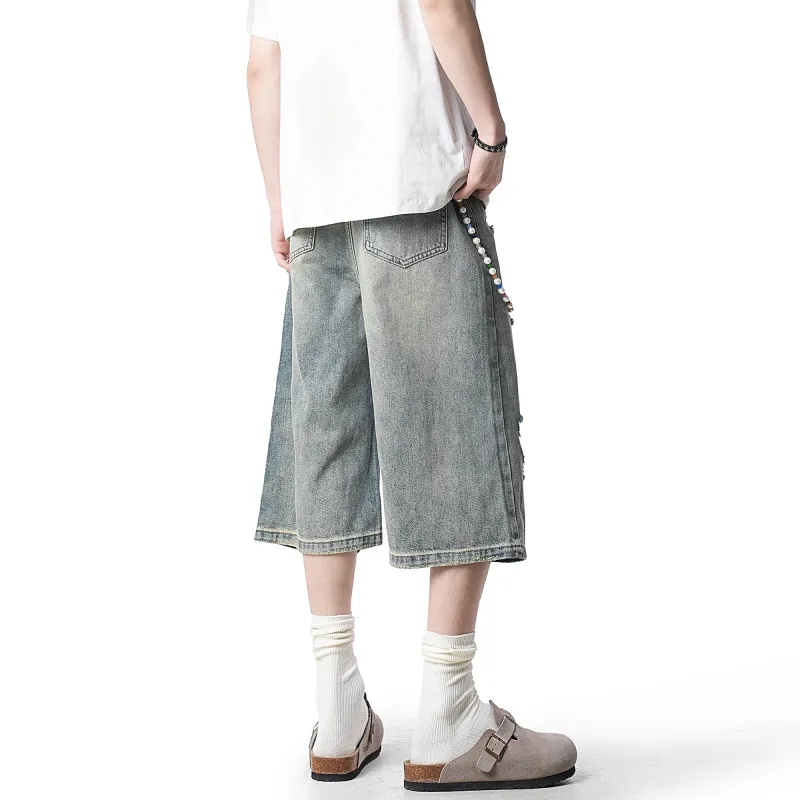 CEMOZI MC Denim Shorts Unisex Washed Blue-3