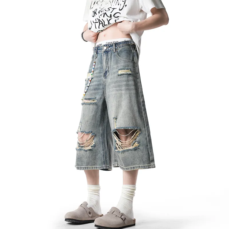 CEMOZI MC Denim Shorts Unisex Washed Blue-4