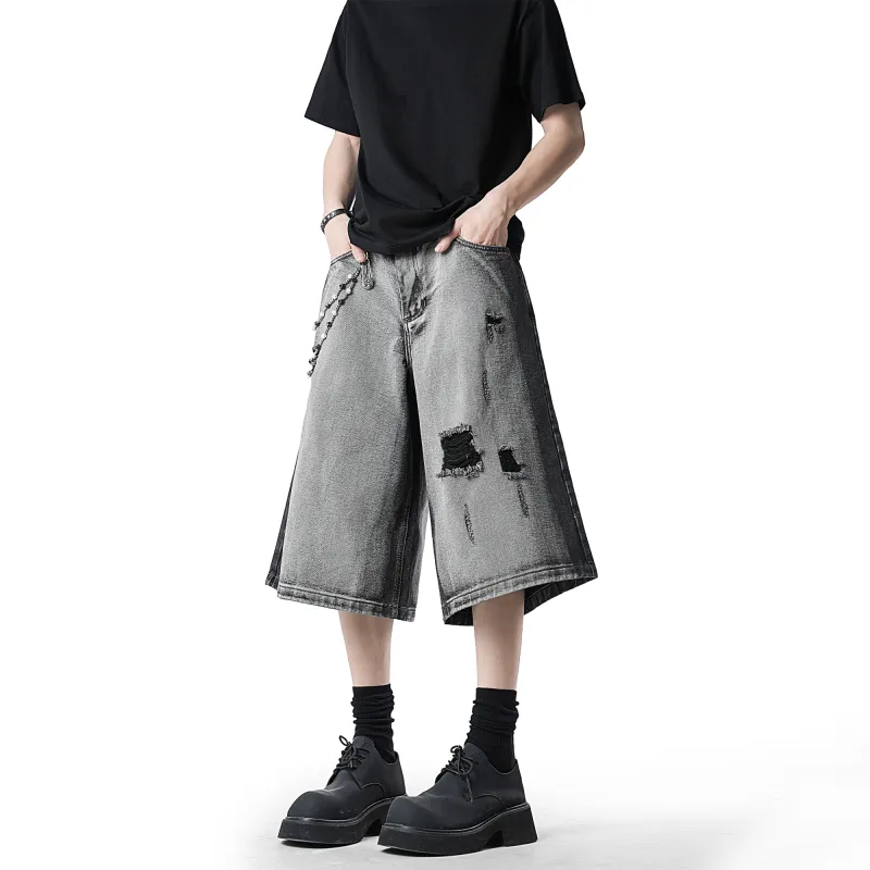 CEMOZI MC Denim Shorts Unisex Black Gray Color-4