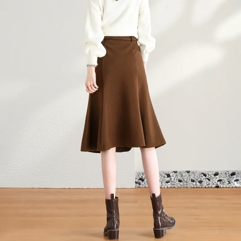 Weixi Casual Long Skirts Women's Dark Brown-8