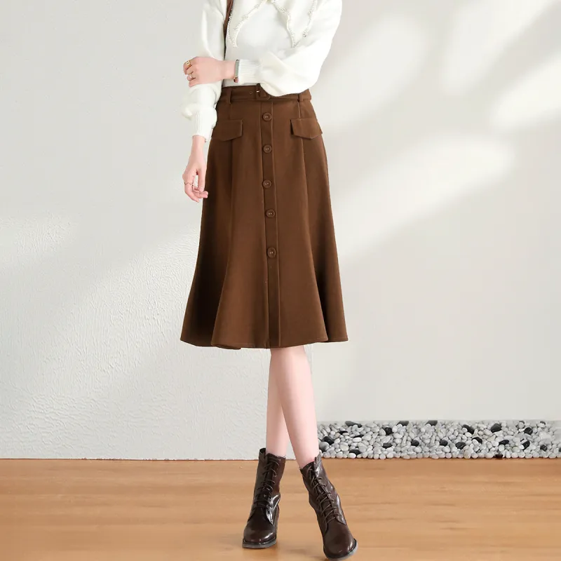 Weixi Casual Long Skirts Women's Dark Brown-6