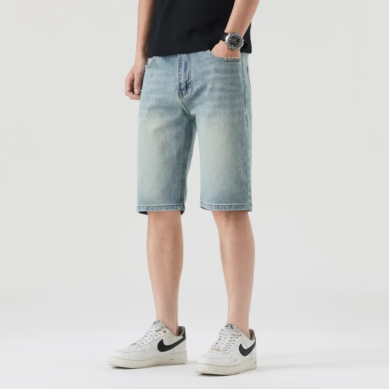 FAIRWHALE Denim Shorts Unisex Nostalgic Vintage Blue-3