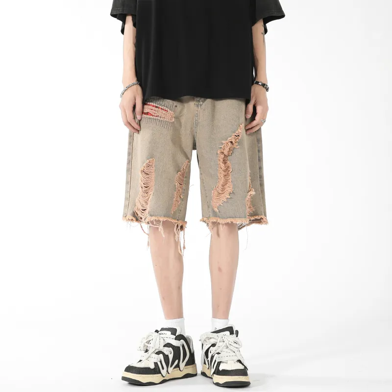 FAIRWHALE Denim Shorts Unisex Yellow Mud-2