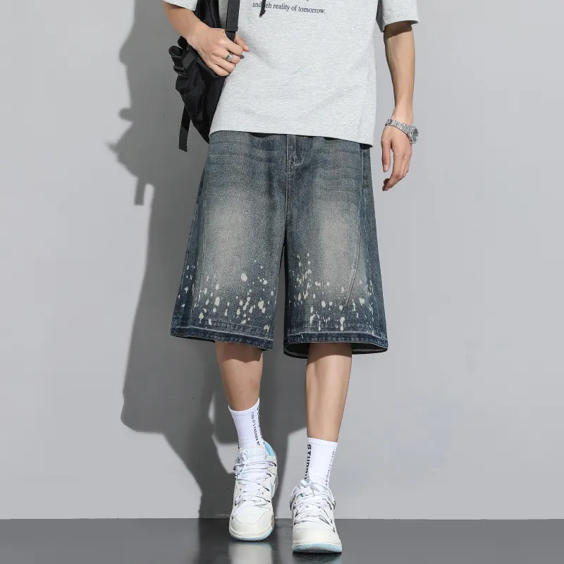 FAIRWHALE Denim Shorts Unisex Vintage Blue-2