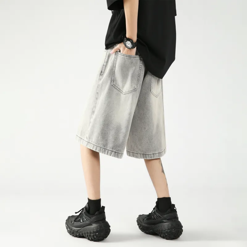 FAIRWHALE Denim Shorts Unisex Gray-4