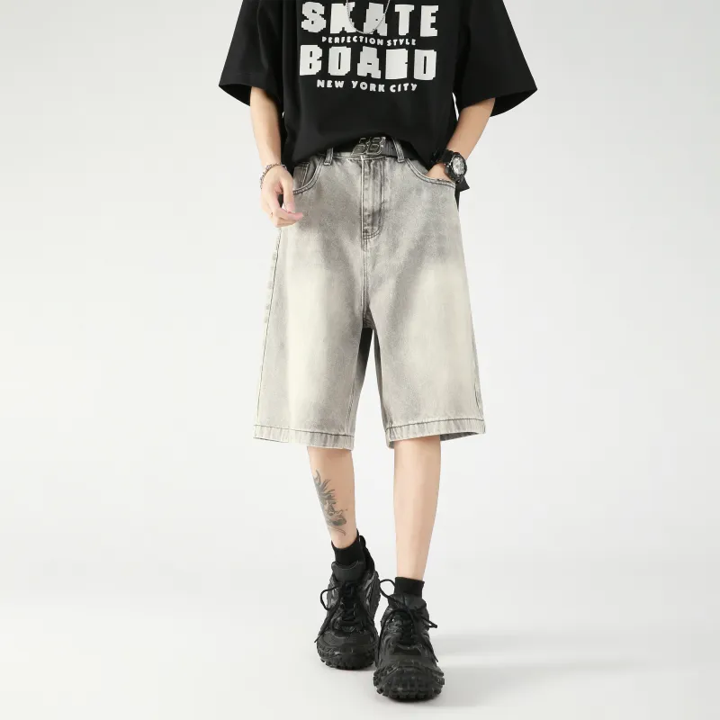 FAIRWHALE Denim Shorts Unisex Gray-2