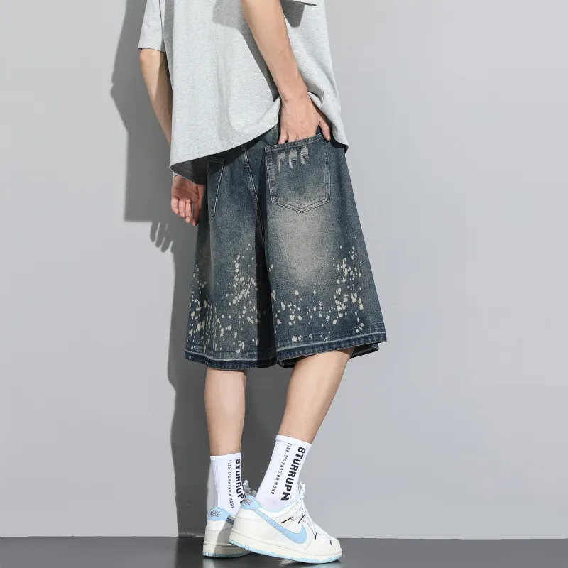 FAIRWHALE Denim Shorts Unisex Vintage Blue-4