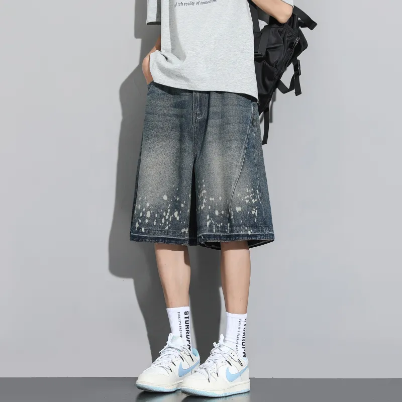 FAIRWHALE Denim Shorts Unisex Vintage Blue-3