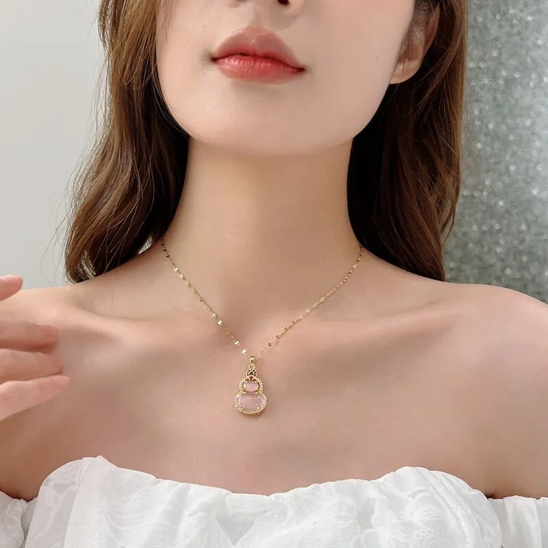 As Fury Glass Cat Eye Necklaces Women's-3