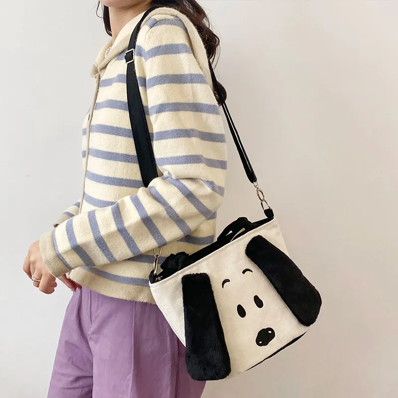 SNOOPY Canvas Canvas Bag Handbag Shoulder Bag Crossbody Bag Large Size Women's White-4