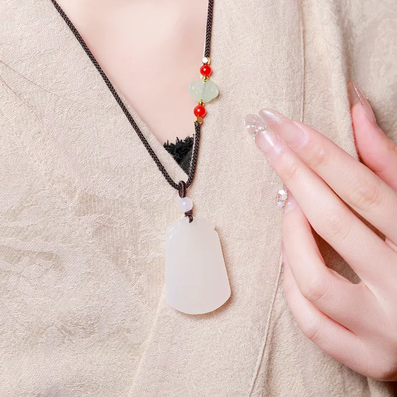 BUDOUXIAOAI Natural Chalcedony Necklaces Unisex-4