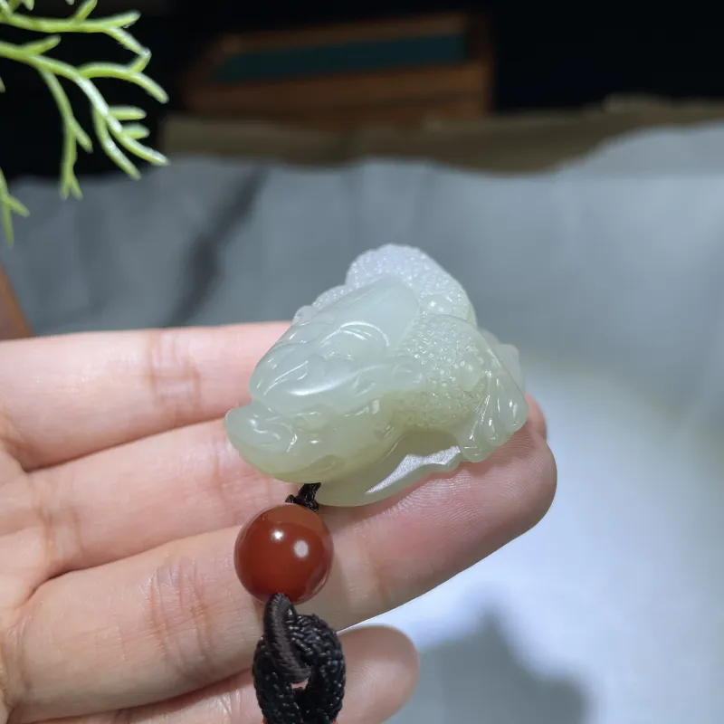BUDOUXIAOAI Hetian Jade Handheld Piece White Jade Unisex-5