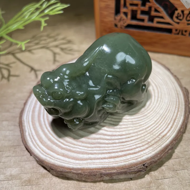 BUDOUXIAOAI Hetian Jade Handheld Piece Green Jade Men's-3