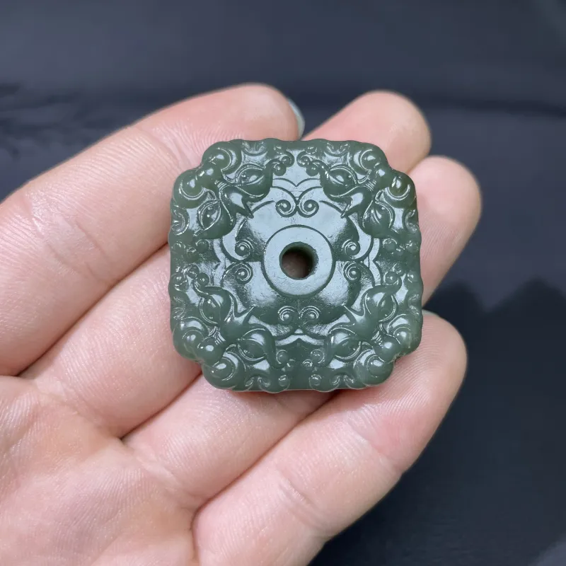 BUDOUXIAOAI Hetian Jade Pendants Green Jade Unisex-5